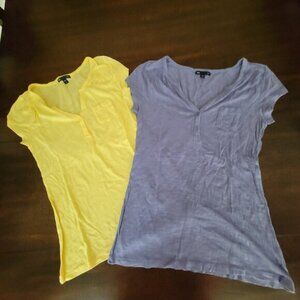 GAP Tees Bundle of 2 Pocket Button Yellow amd Purple T Shirt Size XS